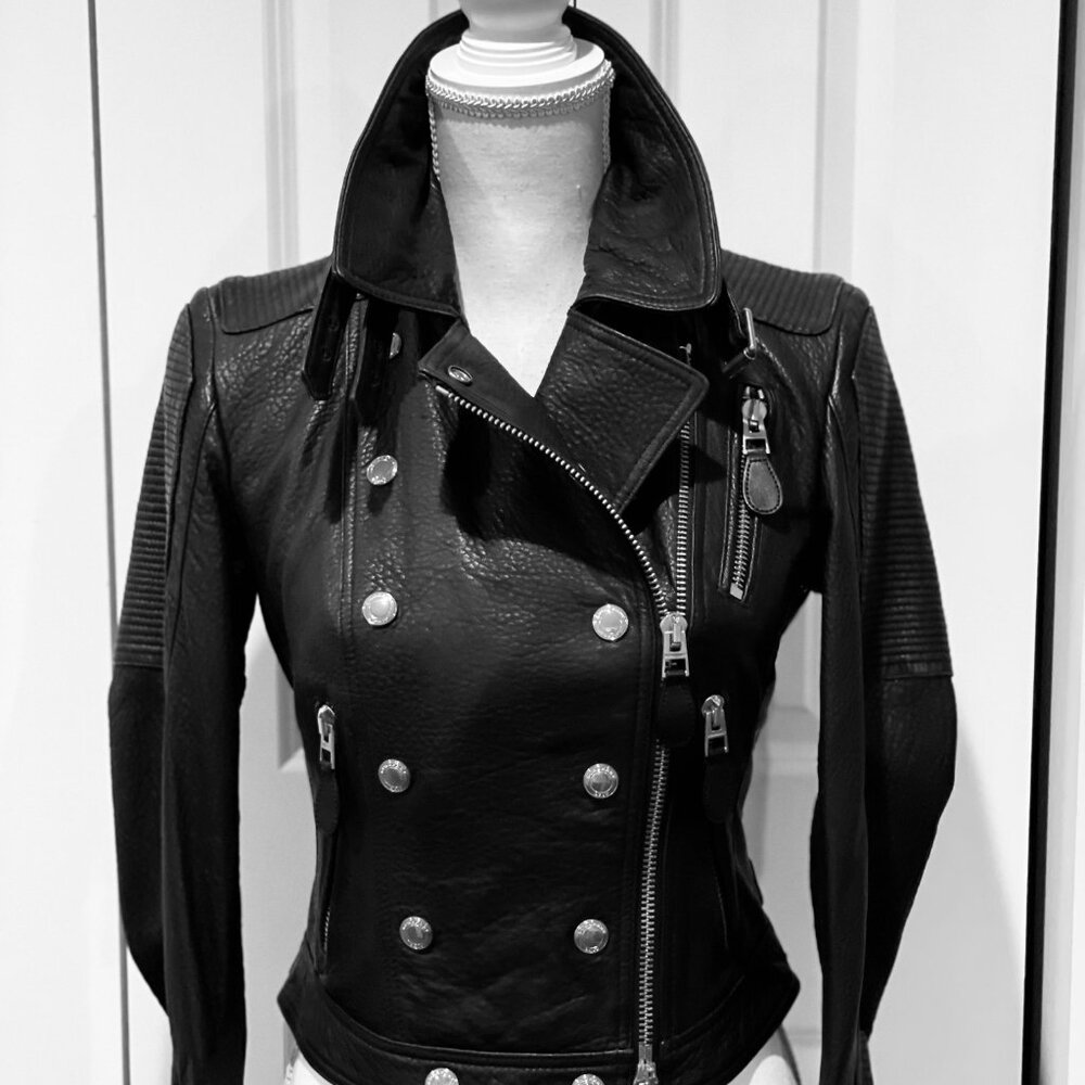 Burberry Brit "Nailton" Black Lambskin Moto Jacket